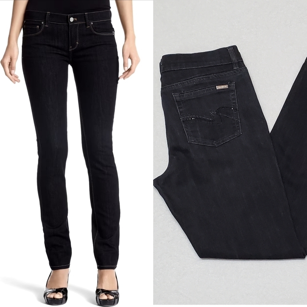 White House Black Market Noir Black Crystal Embellished Embroidered Skinny Jeans